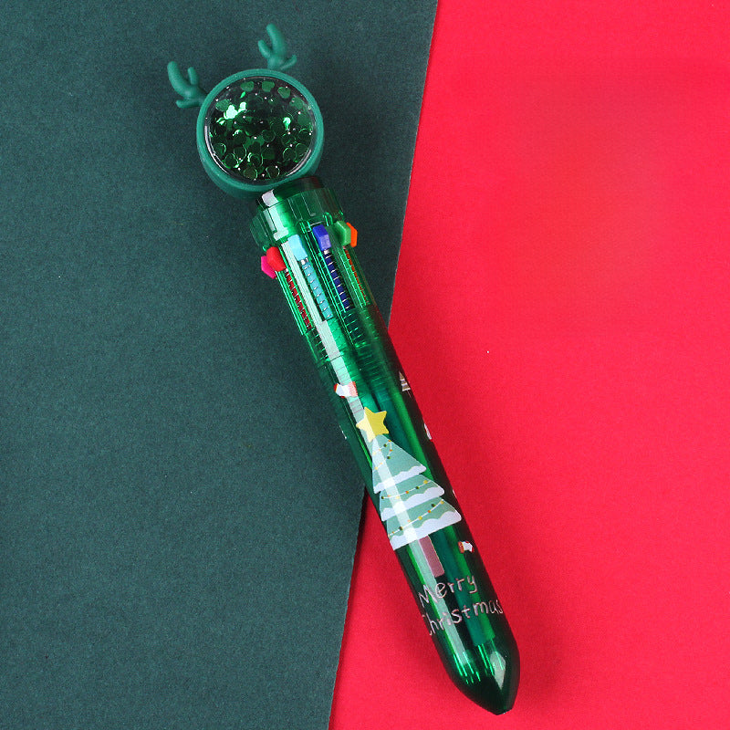 Wholesale Christmas Sequins 10 Colors Push Plastic Ballpoint Pen